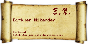 Birkner Nikander névjegykártya